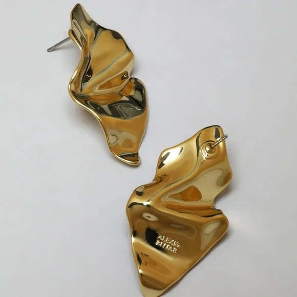 🆕 Alexis Bittar Crumpled Small Post Earring- Gold- only 1 - Picture 5 of 7